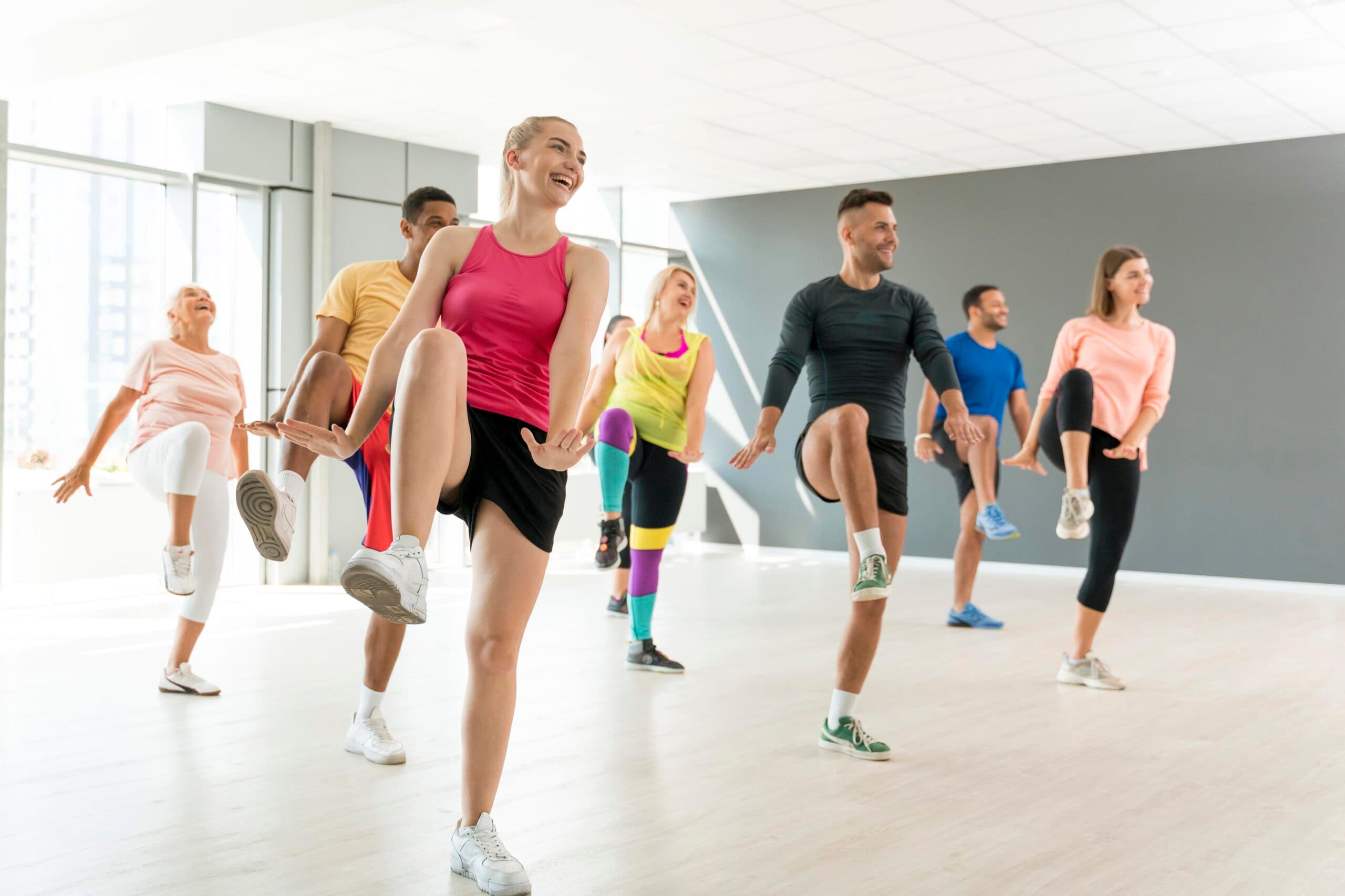 People taking part in a Zumba class together